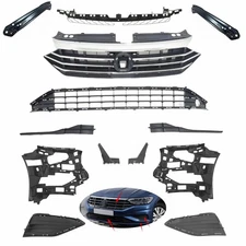 13PCS For Jetta 2019-2021 Front Grille Mesh Support Bracket Fog lamps Cover Kit