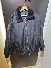 XL American Security Services Winter Jacket Coat Faux Fur Collar Quilted Black
