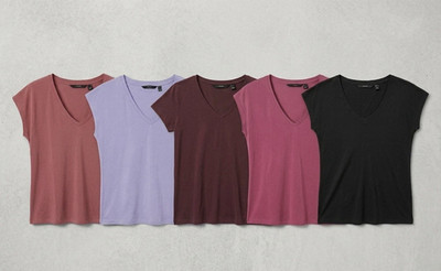 Vero Moda Damen 5x T-Shirts Modal V-Ausschnitt Kurzarm Basic in mehreren Farben