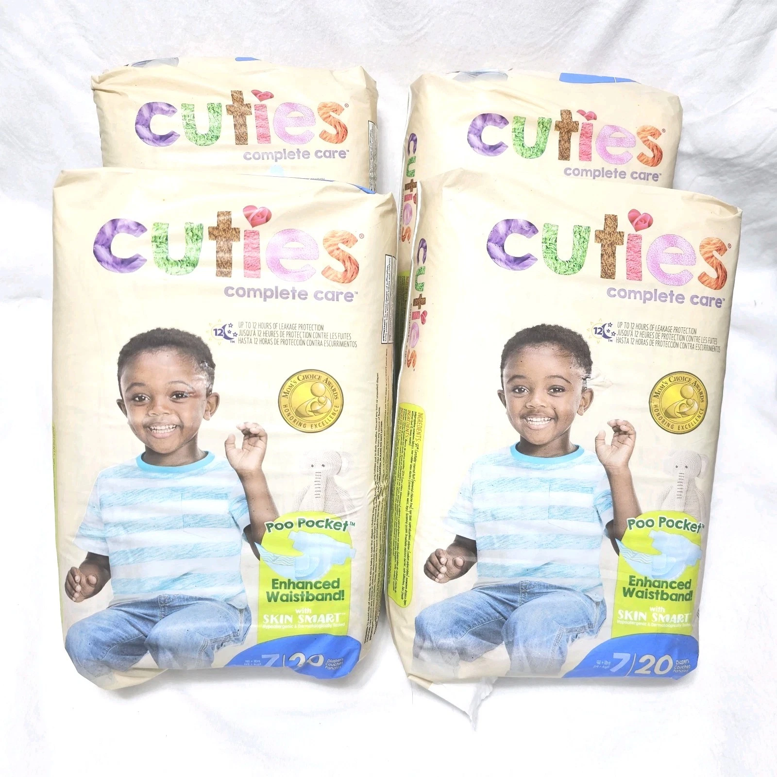 Cuties Complete Care Diapers, Size 7 - 4pk-80 Total Diapers 41+ Lbs Dye Free