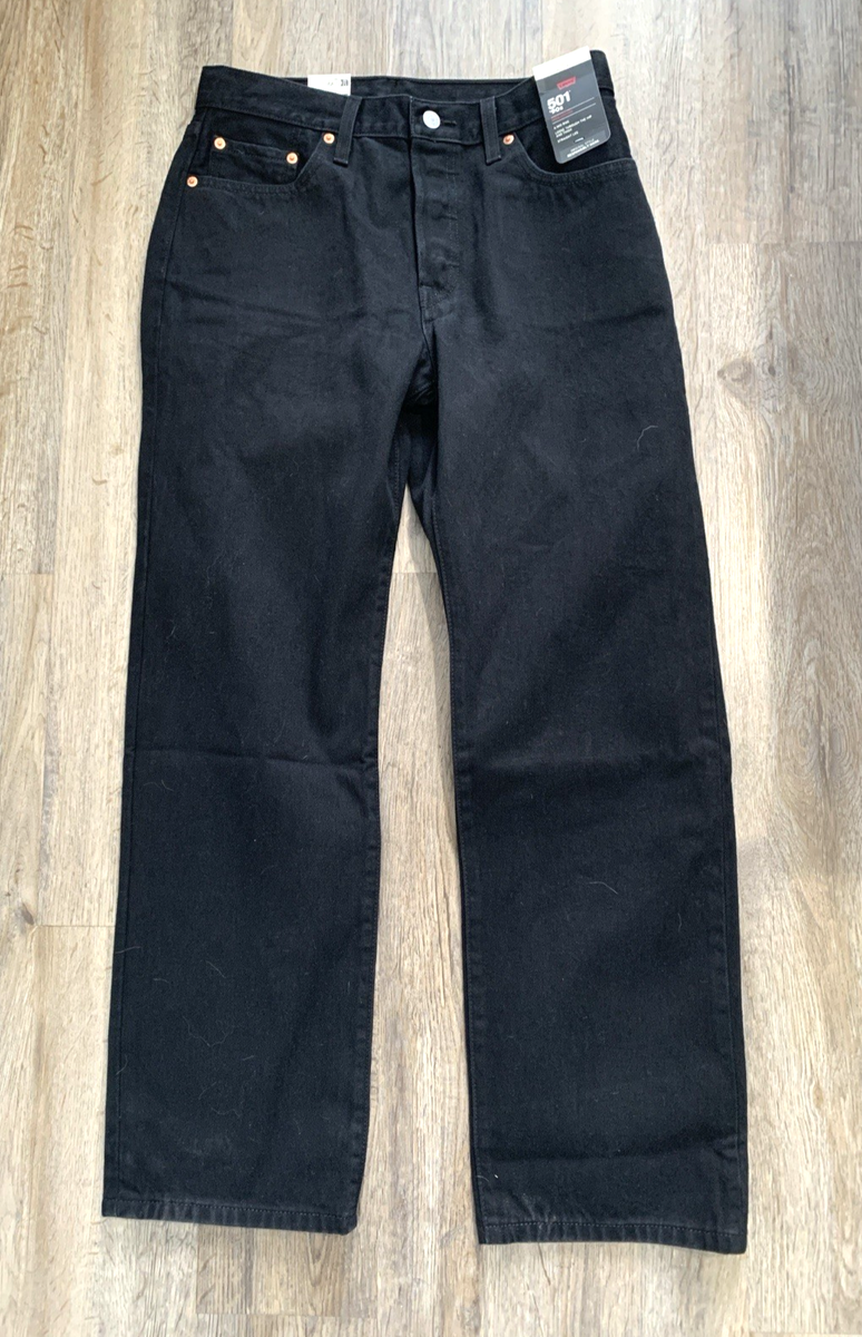 Levis 501 90s Jeans Womens 28x30 Black Premium Denim Big E