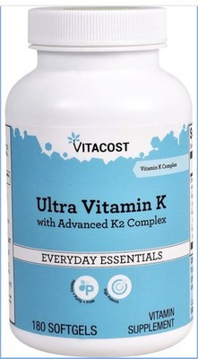 Vitacost Ultra Vitamin K + K2 Complex MK-4 MK-7 90 Softgels Exp. 03/28