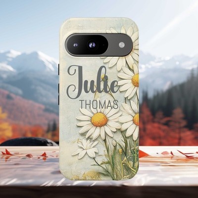 Personalized Floral Phone Case Custom Name Cover iPhone Samsung Pixel Gift 