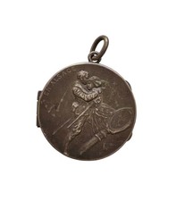 *HH* Antico Ciondolo Portafoto Argento Guerra WW1 Soldato Liberty  Reliquario