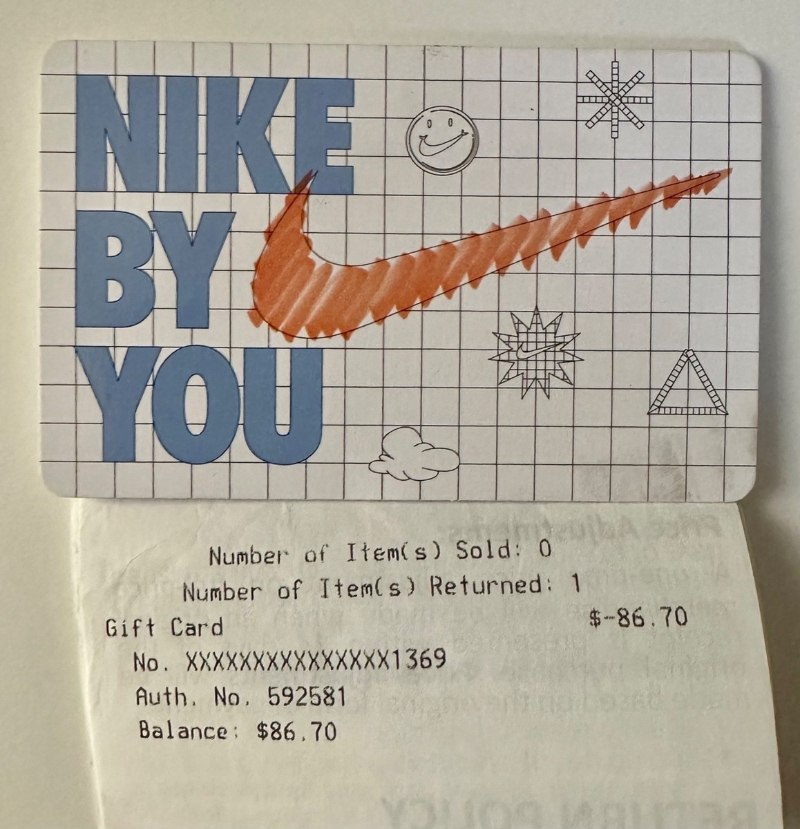 Nike Gift Card Credit Value of