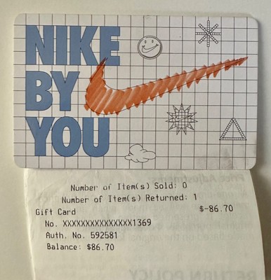 Nike Gift Card Credit Value of