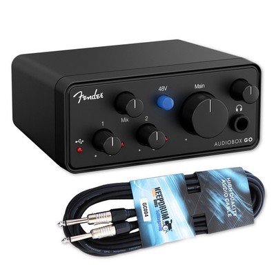 Fender AudioBox Go 2x2-Kanal USB-C Audio-Interface mit keepdrum Klinkenkabel