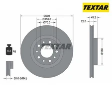 2pcs Brake Disc Pro Textar 92145303 for Alfa Romeo Spider