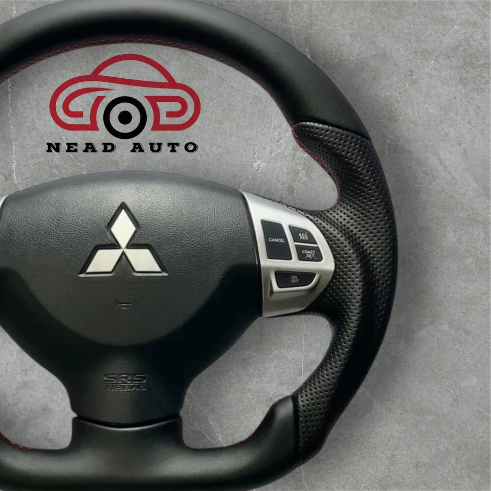 Premium Black Perforated Leather Steering Wheel for Mitsubishi Lancer 2008-2017. - Image 3 of 4