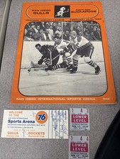 1969 San Diego Gulls WHL Program Ticket Stubs Buckaroos Hockey Lot