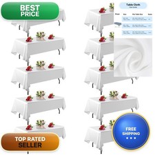 FindYou 10 Pack White Rectangle Tablecloth 60x102 Inch for 6 Foot Table