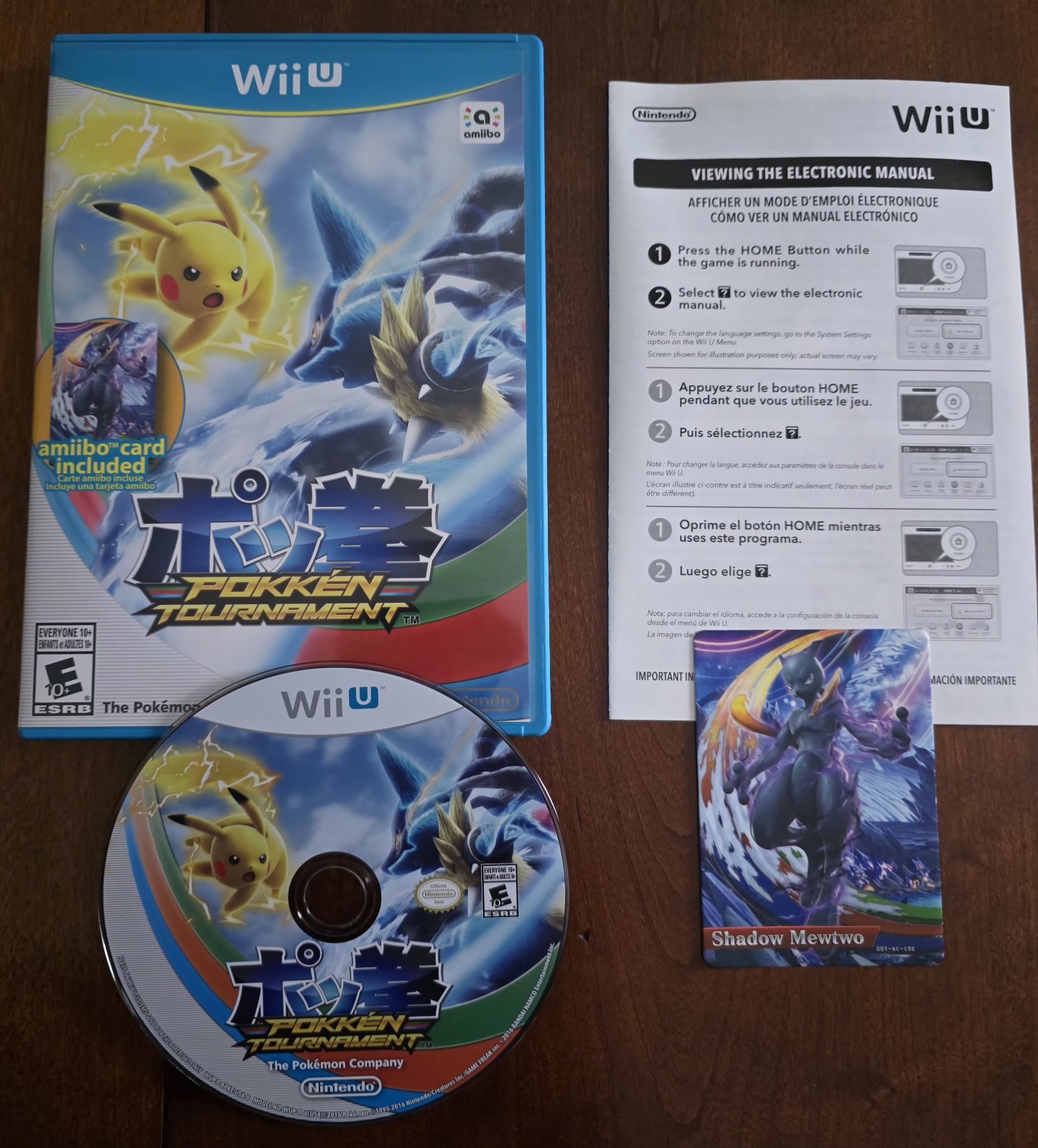 Pokkén Tournament Wii U Complete with Manual Amiibo Shadow Mewtwo