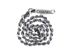 1996 Retro French Chanel belt sterling silver-tone with leather