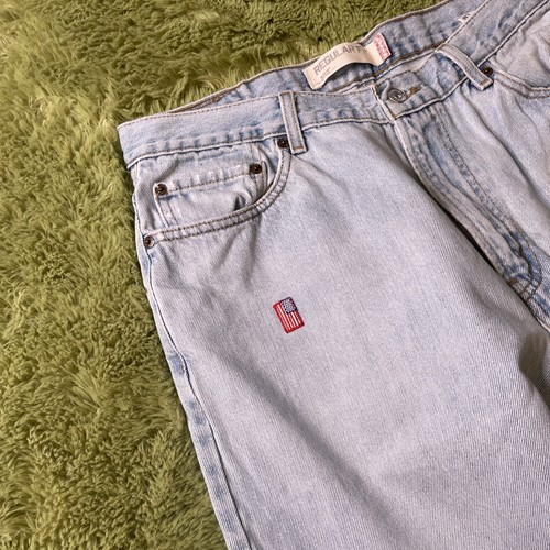 Levi's 505 Regular Fit 36x30 Straight Light Wash Distressed Patch USADenim Jeans - Bild 9 von 10