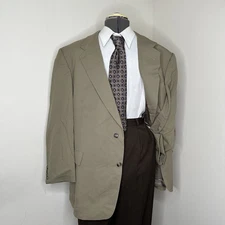 Y2K Hart Schaffner Marx Mens 47R 3XL Blazer Sport Coat Suit Jacket Beige USA