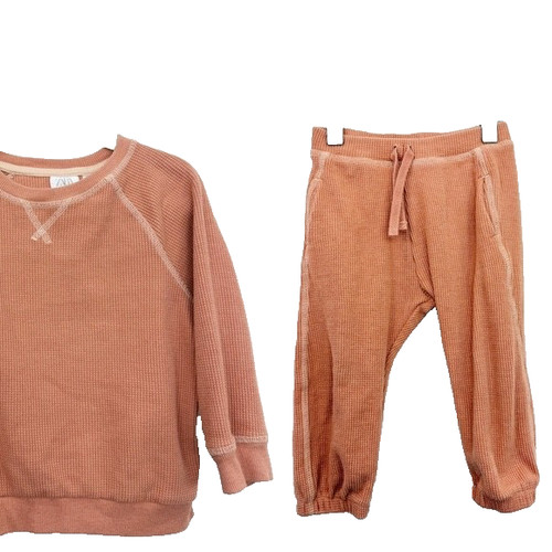 Zara Toddler Rust Orange Thermal Pant Set Size 2-3