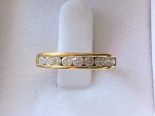 18ct Yellow Gold  Half Eternity Ring with 9 Channel Set Diamonds (0.5) UK Size J