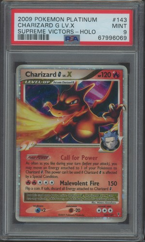 2009 Pokémon Charizard G Lv.x #143/147 Platinum Supreme Victors Holo PSA 9 MINT