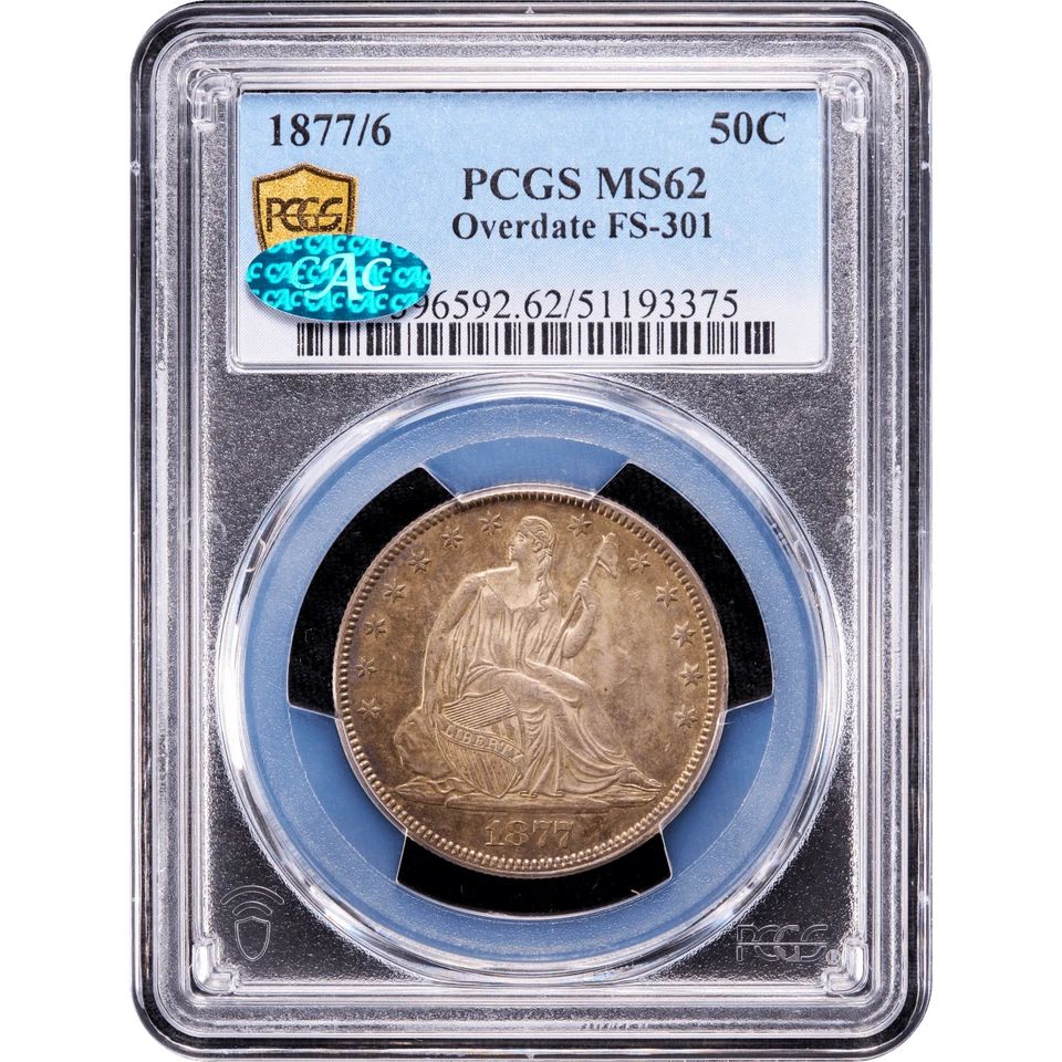 1877/6 Seated Liberty Half Dollar 50c PCGS MS62 CAC - Image 2 of 4
