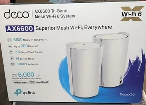 Nouveau lien Tp Déco X90 blanc AX6600 Wi-fi Mesh en trois bandes 6 Système 2-PACK Nib scellé