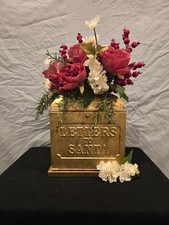 "Letters to Santa" Mailbox Christmas Tabletop Decoration with faux flowers