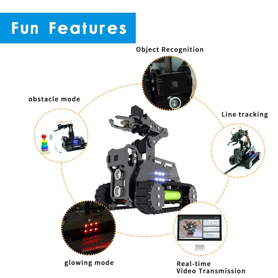 DIY Robot Model Kit for Raspberry Pi 4/3 Model B+/B WiFi Wireless Smart Robot... - Image 3 of 4