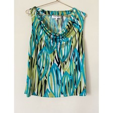 Jones Studio Y2K Abstract colorful Print festival Cowl neck camisole size L