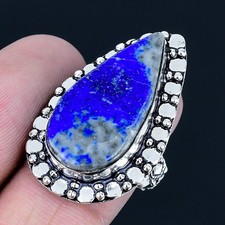 Lapis Lazuli 925 Silver Plated Handmade Ring of US Size 8