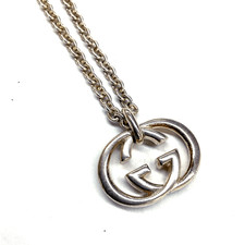 N GUCCI Brit Pendant Necklace SV925 Ag925 Silver Men's Ladies GG Logo Brand Acce