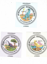 6 BLOCS DINOSAURS DU JURASSIC GUYANA 1999