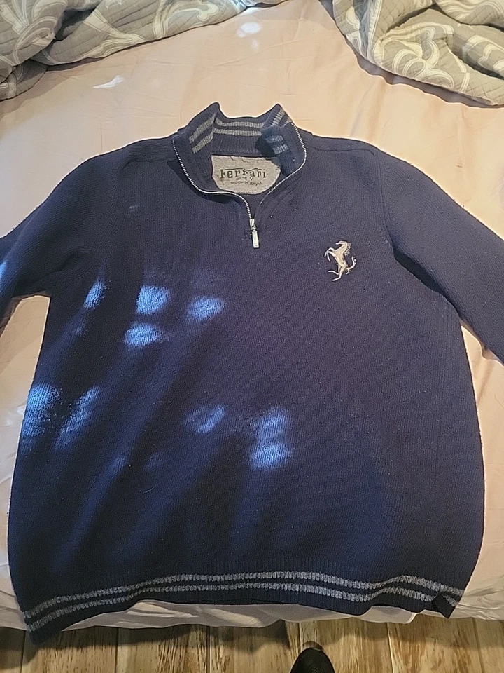 Ferrari Wool Quarter Zip Up Wool Sweater Men’s M Made In Italy - Image 3 of 4