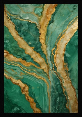 Nostalgic Marble Pattern Gold Veins Framed Wall Art Poster Canvas Print Picture