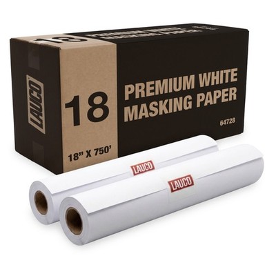 LAUCO White Masking Paper Automotive Painters Multi-Purpose 18  x 9000  (750')