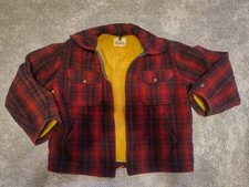 Vintage Woolrich Wool Hunting Jacket Men Red Plaid Mackinaw Full Zip Xl 46