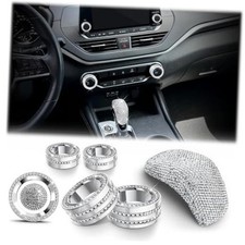 7PCS Crystal Knob Cover Trim Set - Zinc Alloy Rhinestone Interior Upgrade