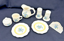 Delton Product Childs Mini Tea Set Porcelain Blue Morning Glory Floral 9pc