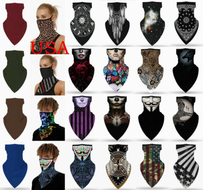 Face Mask Mouth Cover Covering Scarf Sun Protection Shield Gaiter with Loops Ear