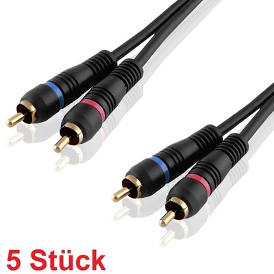 20cm Audio Chinchkabel Cinch Cynch RCA Kabel vergoldete Chinch Stecker Schwarz
