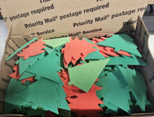 80ct box foam sticker Christmas trees w/punch-out letters inside