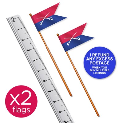 2 x GUIDON FLAGGEN 7th Cavalry General Custer (Qualität) Maßstab 1:32 Britains Style