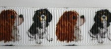 Spaniel Dog Grosgrain ribbon BTY 5/8" 7/8" Cocker Springer King Charles