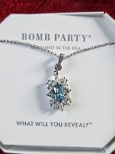 BP NECKLACE RBP2993 The Sterling Club Aquamarine CZ On Sterling Silver