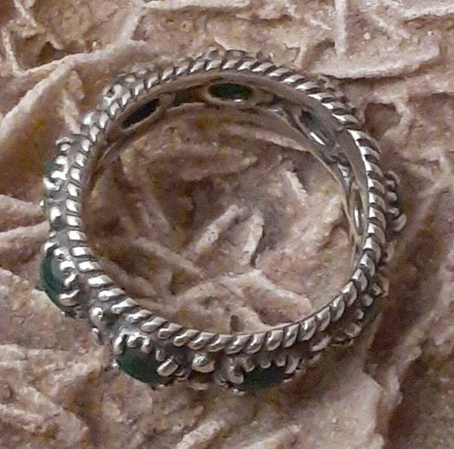 Carolyn Pollack Relios Sterling Silver Green Malachite Gemstone Band Ring Size 7 - Picture 6 of 14