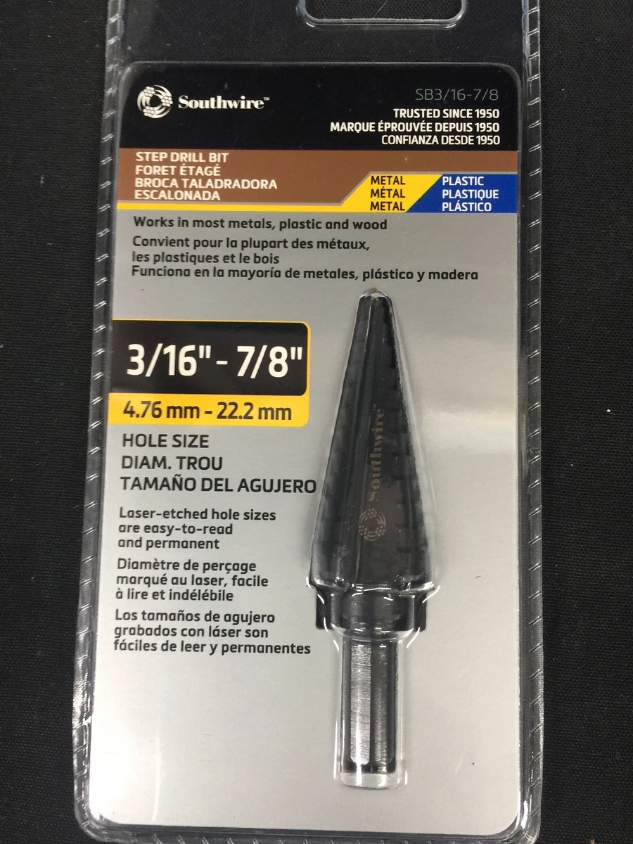 Southwire SB3 16 7 8 Step Bit DBL Strt Flute 3 16