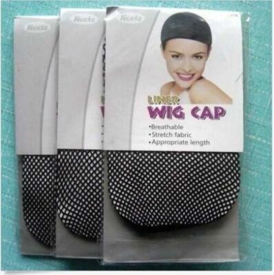 3pcs Black Stretchable Elastic Hair Nets Snood Wig Cap Cool Mesh New Cosplay