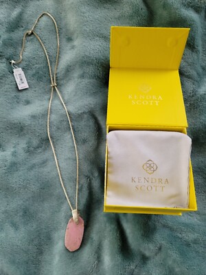 Kendra Scott INEZ silver tone necklace 2  pink marble rhodonite adjustable chain