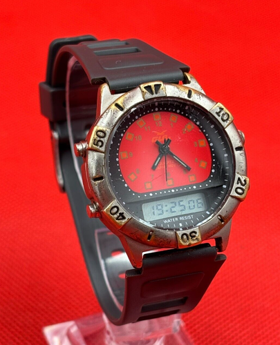 GUL men`s vintage quartz watch ren dial LCD digital case 35mm RARE