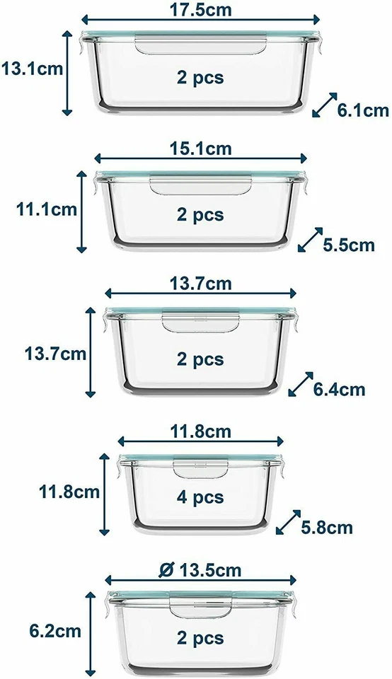 Razab Glass Food Storage Containers with Airtight Lids Microwave Safe, Set of 24 - Image 2 of 4
