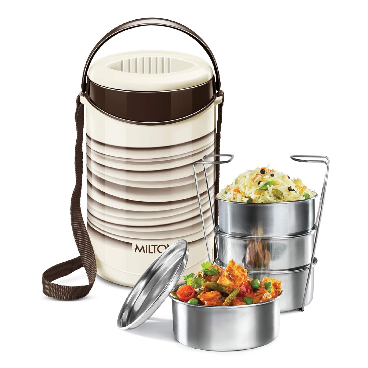 Milton New Econa 4 Stainless Steel Tiffin Box, Set Of 4, Ivory Bpa Fre