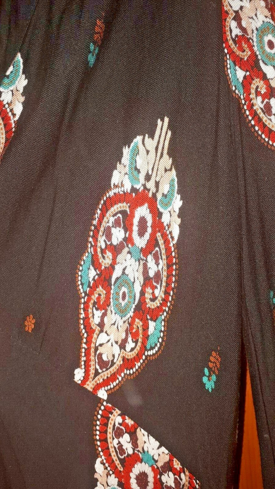 Black paisley mock wrap tie ethnic hippie boho gypsy folk peasant tunic dress image 7
